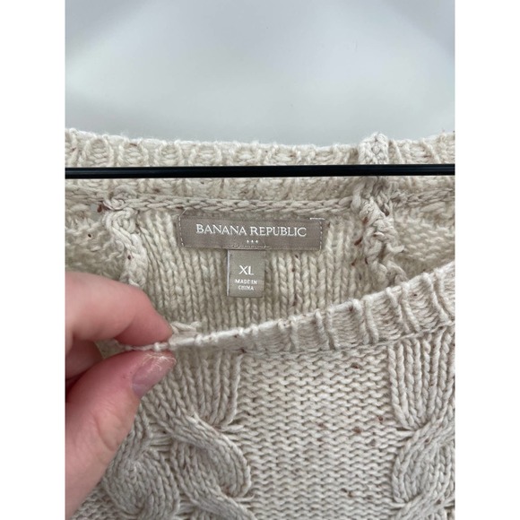 Banana Republic Oatmeal Knit Wool Blend Long Sleeve Sweater Size Extra Large - Picture 4 of 8